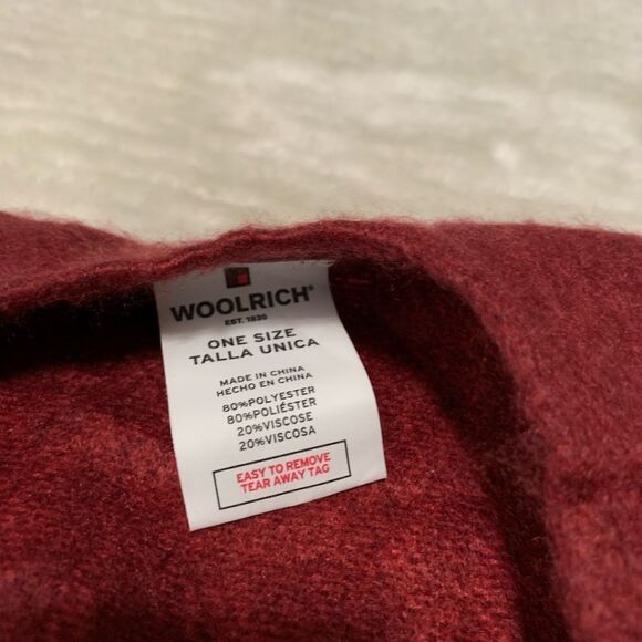 Woolrich‎ Womens One Size Wrap Shawl Cape Poncho Bugundy Plaid Fringe - Picture 3 of 5